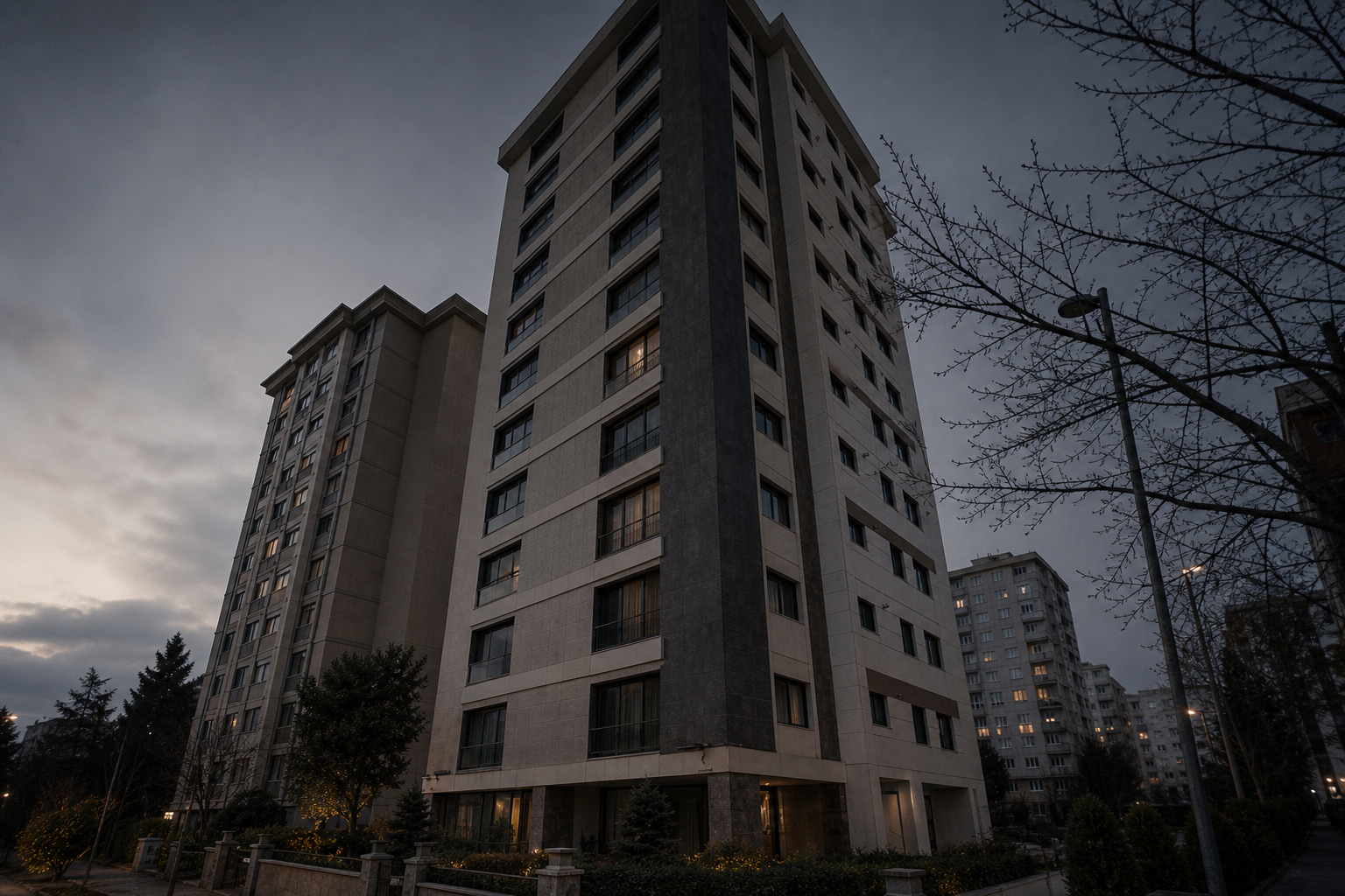 Mevcut çok katlı yapı, çalışma görseli.